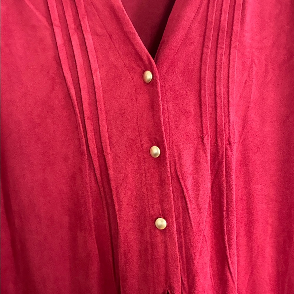 Ruby Rd. Rich Red Button-Up Blouse - Picture 8 of 8